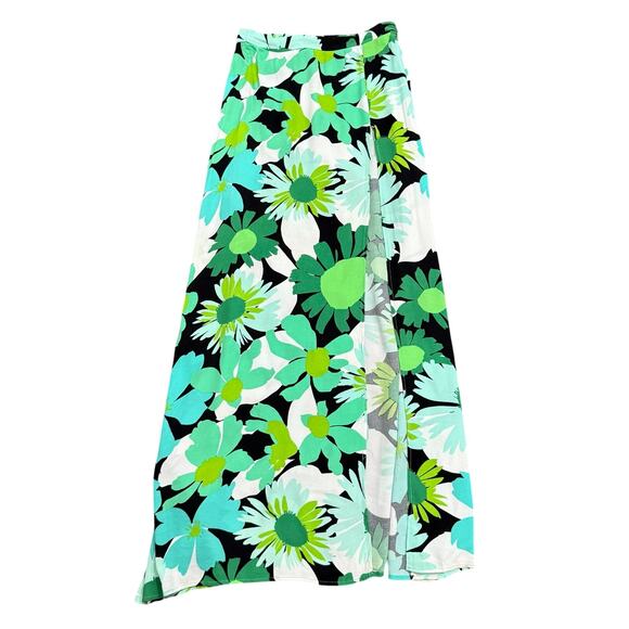 AFRM High Slit Floral Deren Skirt in Multi Green, Size S - Picture 4 of 6